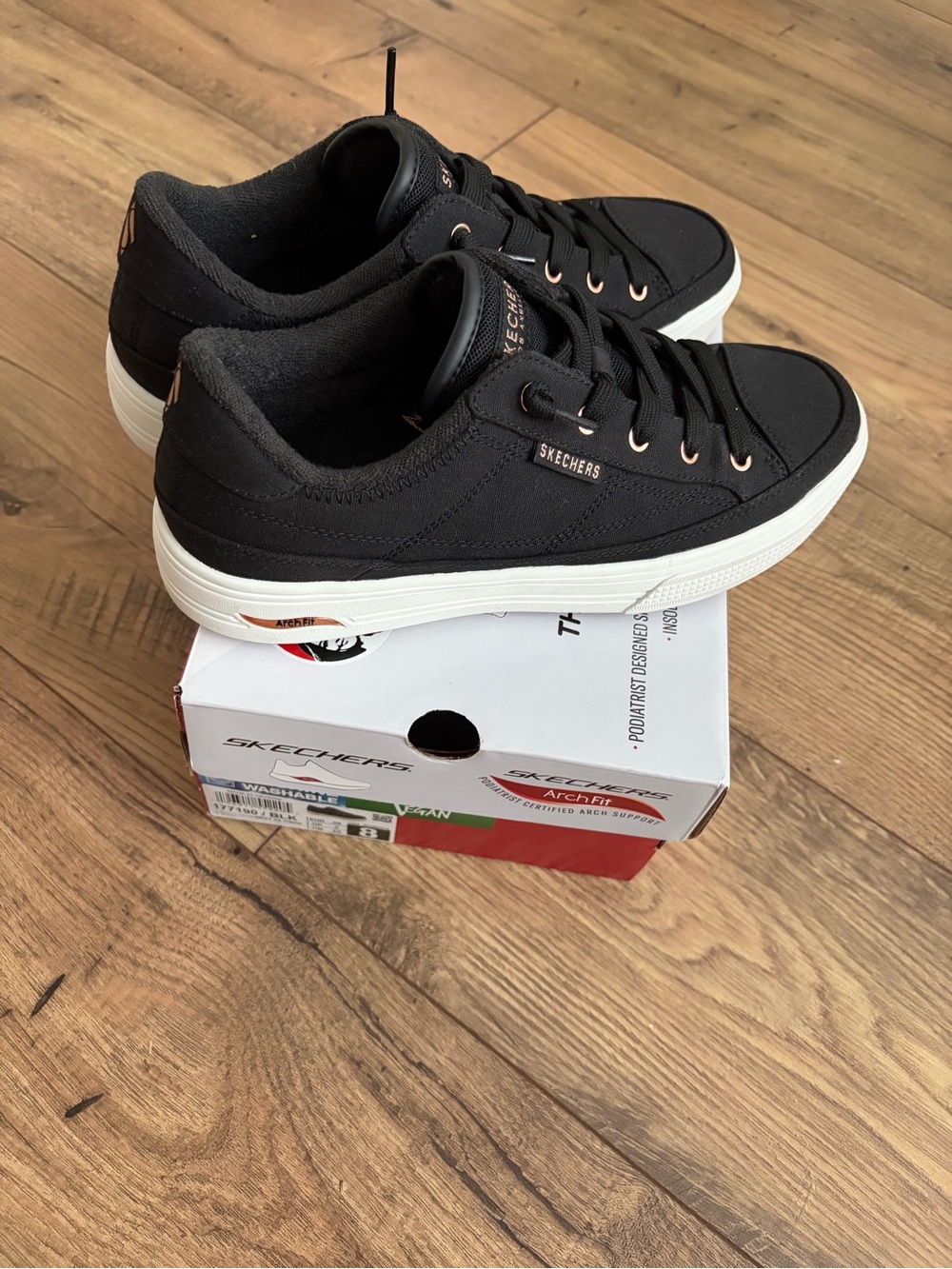 Skechers Arch Fit Arcade - Meet Ya There #177190 Slip On Sneakers Black Size: 8 - Picture 4 of 13